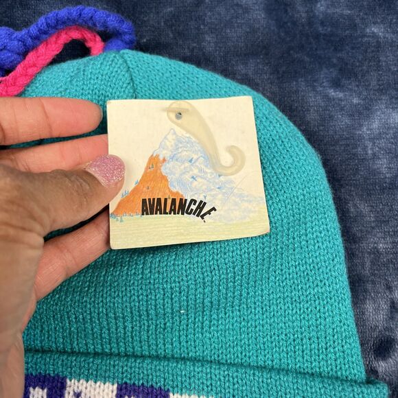 Vintage Avalanche Beanie Women’s One Size Deadstock Knit Acrylic Camp Ski Aspen - Picture 4 of 7